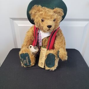 Hermann Oktoberfest Bear 75th Birthday Stuffed Jointed Musical 10604 Mohair